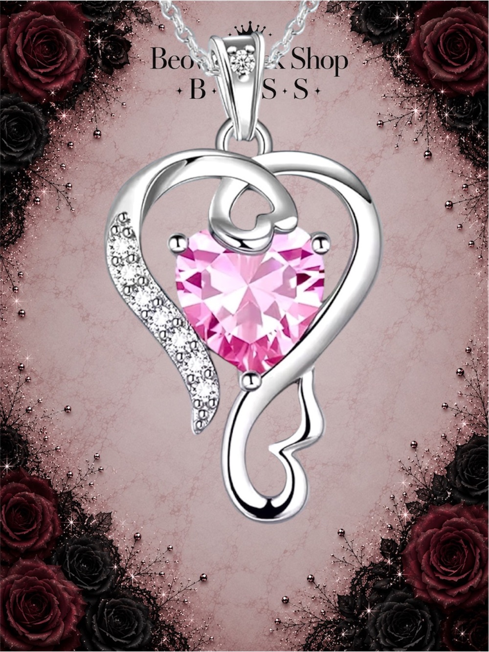 Exclusively Fancy Pink Heart Cubic Zirconia Pendant Necklace – New